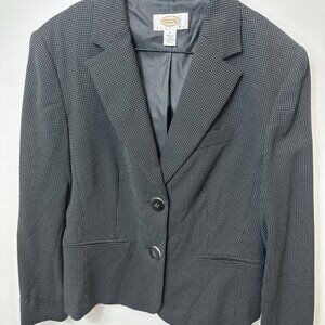 Vintage Talbots Petites Polka Dot Blazer Jacket Black White Made in USA Size 6